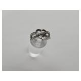Silver Plate & Copper Ring w CZ Size 6