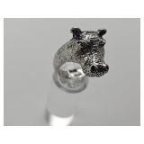 Stainless Steel Hippopotamus Ring Sz 11