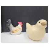 VTG Ceramic Rooster & Large Bird 7" H
