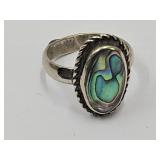 Sterling Silver Abalone Ring SZ 4  Unmarked See