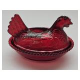 New Not Vintage Glass Hen on a Nest 4.5"