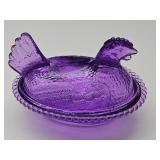 New Plastic Hen on a Nest 4.5" Purple