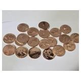 20 Copper 1 Oz  Premium Rounds w 2 Designs