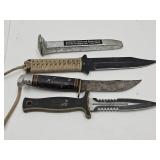 3 Fixed Blade Knives & Norfolk RR Spike