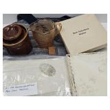 Embroidered & CZECH Napkins , Creamer & Crock