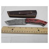 Damscus Knife w Sheath See Size