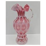 Fenton Cranberry Coin Dot Ruffled Pitcher 6.5