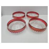 Set of 4 Indiana Glass Diamond Point Bowls 5"w