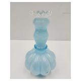 Fenton Blue Overlay Bud Vase  5 3/4" high