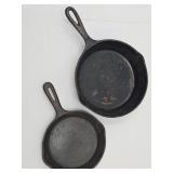 2 Cast Iron Skillets: 1 Marked 5 W Fire Ring