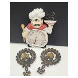 2 Cast Iron Trivets W Chef Clock