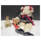 Large Plush Bear 25" Folk Art Horse & 8" Doll