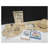 History Papers, Cards & Cowboy Hat  Size 7 1/4