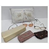 VTG Throw Pillow w Hankies , Purse & Eyeglasses
