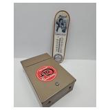 Metal Lock Box NO KEY 9.5x14x4.5 & Thermometer