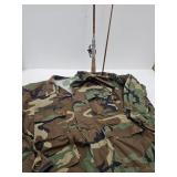 Vintage Fishing Pole W #711 Reel & L Camo Shirt