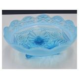 Northwood Opalescent Footed Glass Dish 8"w