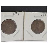 1933 & 1955 S Wheat Penny Coins