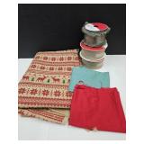 Christmas Fabric, Ribbon Lot & Burlap Fabric