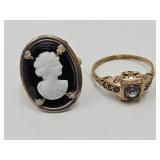 Gold Plated Rings, Cameo SZ 6.5 &  SZ 8 Ring