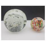 2 Glass Paperweights See Size
