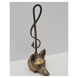 VTG Heavy Brass Fox Head Doorstop 15.5" H