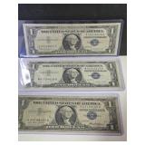 Three $1 Silver Certificates 57, 57 A, & 57 B
