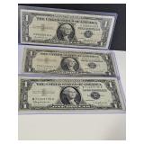 Three $1 Silver Certificates 57, 57 A, & 57 B
