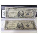 Two $1 Silver Certificates 57 & 57 B