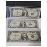 Three $1 Silver Certificates 57, 57 A, & 57 B