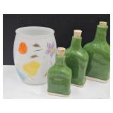 Collins Gay Fad Cookie Jar & 3 Cermic Botles