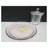 Beautiful Candy Dish & Pink Serving Plate