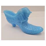 Vintage Blue Boyd Shoe Glass W Kitty Unmarked