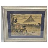 VTG Framed  21 x 18" China Silk  Art