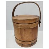 Antique Wooden Sugar Bucket 10" x 9.5" high