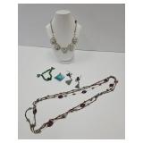 Pretty Lot of Costume Jewelry, Glass Art Pendant+