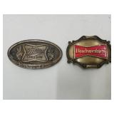VTG Advertising Beltbuckles- Miller, Budweiser