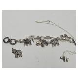 Elephant Charm Bracelet  1 Charm Broke & Necklace