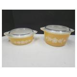2 VTG Pyrex Bowls # 471 & 473, 2 Lids, 1 Chipped