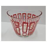 MCM Red & Gold Starburst Glass Ice Bucket