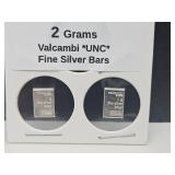 2 Grams Valcambi Silver Bars