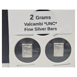 2 Grams Valcambi Silver Bars