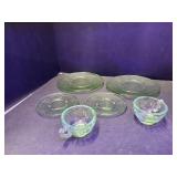Uranium? Glass Dishes 4 3/4"W & 8" Plates