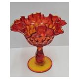 Vintage Fenton Amberina  Candy Dish Compote 6"H
