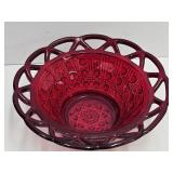 VTG Ruby Red Imperial Lattice Glass Dish 6"w