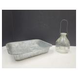 VTG Glass Fly Wasp Trap w Metal Pan
