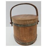 Antique Wood  Sugar Bucket 7" x 6" high