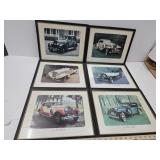 Set Of 6 Vintage Car Framed Wall Decor