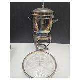 Silver Plate Ice Bucket with Stand & Divided Dish