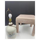 Table Welcome Pottery Lamp & Ottoman